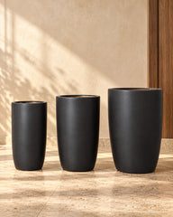 TALL BLACK CREMIC POTS