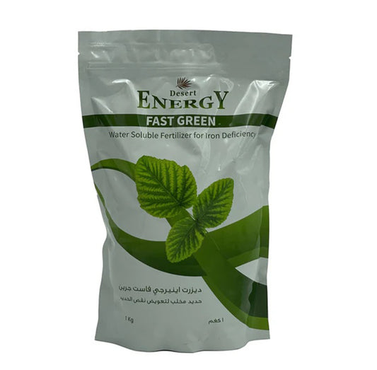 Green plant from Plant House's Desert Energy Fast Green, 1kg package, showcasing vibrant foliage suitable for landscaping or gardening.