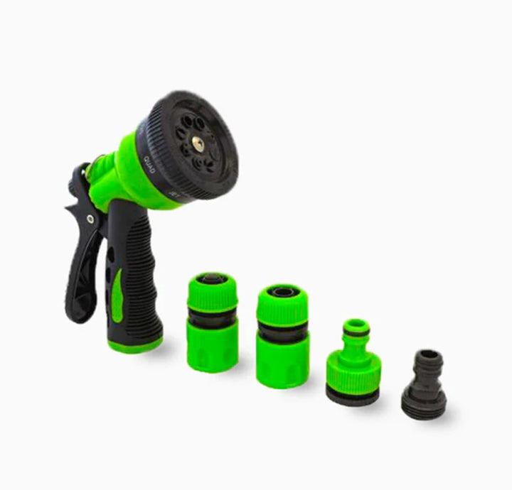 Plant House garden hose nozzle attached to a garden hose for watering plants and garden care.