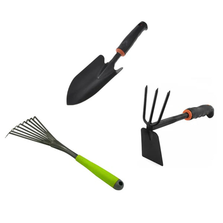 Set of three Plant House gardening tools including trowel, pruners, and hand fork for gardening tasks.