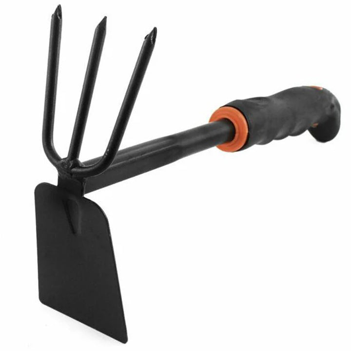 Plant House hand rake and hoe tool for gardening, featuring ergonomic design and durable metal tools for soil cultivation.