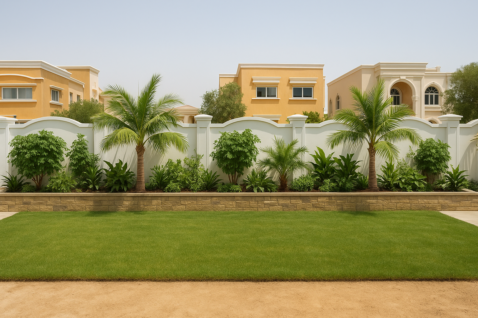 Lush tropical oasis landscape with vibrant green plants and colorful tropical foliage, created by Plants House Gardening.