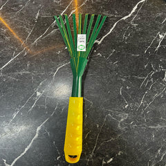 Hand rake in vibrant green from Plants House Gardening Work LLC, ideal for gardening tasks, made in Taiwan.